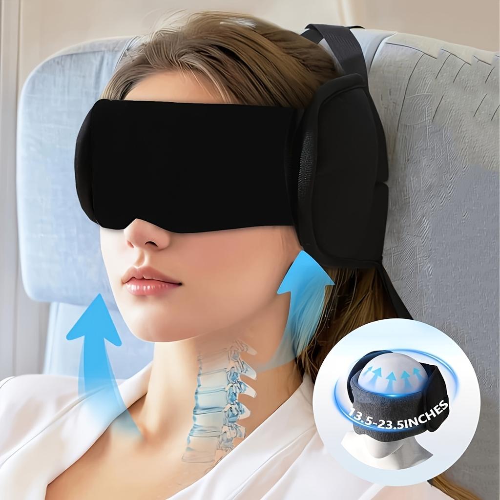 This 3D Sleep Mask Provides Complete Darkness, Relieves Eye Strain Adjustable for Both Men and Women Includes a Neck Cover and Travel Pillow Strap