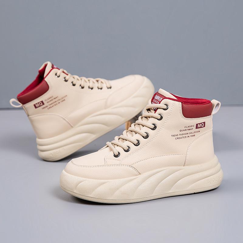 2025 new spring and autumn high-top fashion women's little white shoes platform heightening casual shoes non-slip student board shoes