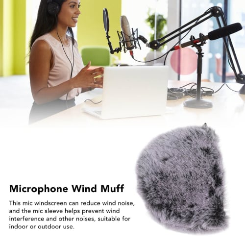 Professional Microphone Soft Cover, Microphone Furry Windscreen Reduces Wind Noise, Muff Condenser Microphone Windshield Windproof Cover Reduces Wind