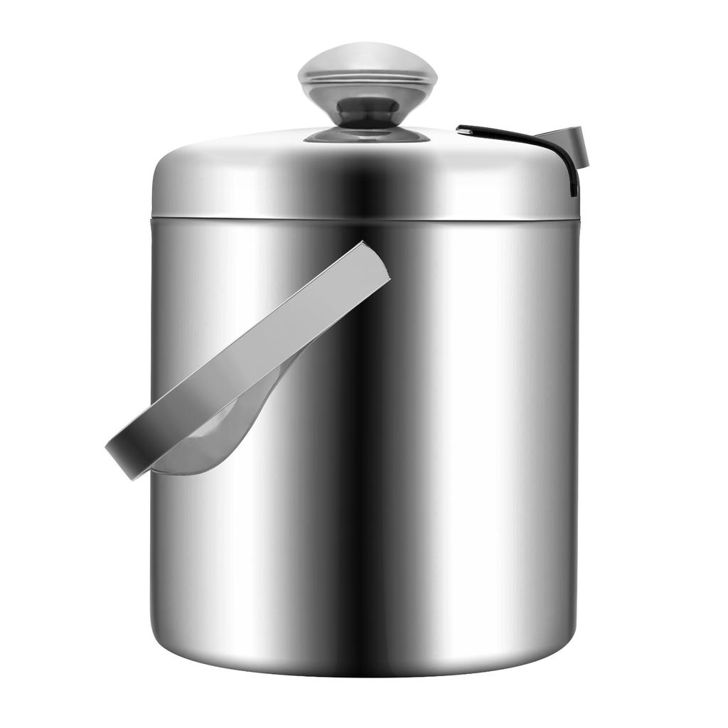 1300ml Ice Bucket Ice Cube Bucket Stainless Steel Ice Cube Container with Lid Built-in Ice Tong for Barbecues, Picnics, Parties