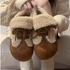Women's Soft Elastic Lace-up Thick Soles Winter Fur One Warm Anti-cold Padded Snow Boots Non-slip Wear Casual Sports Cotton Boots