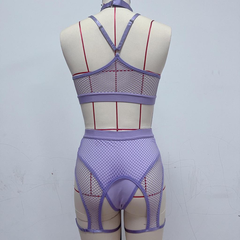 2022 European & American Black Mesh Spliced Erotic Lingerie Bra