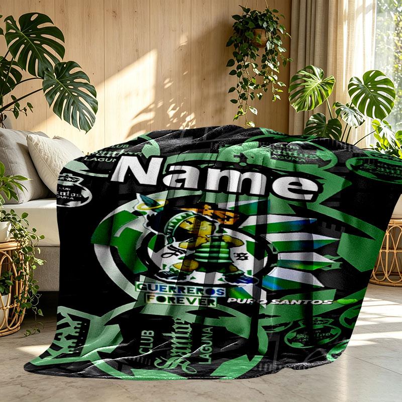 Custom Name Personalized Club Santos Laguna Print Blanket, Home Decor, Bedroom, Sofa, Camping, Couch, Gifts for Birthday Christmas