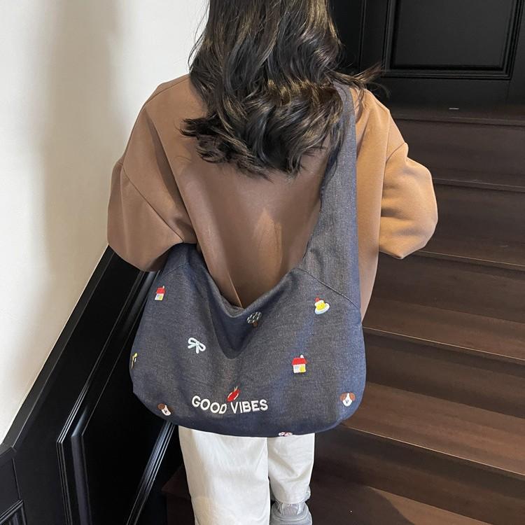 Vintage Tote Bag Large Bag Women's Shoulder Crossbody Lazy Style Underarm Bag Large Capacity Versatile Bag