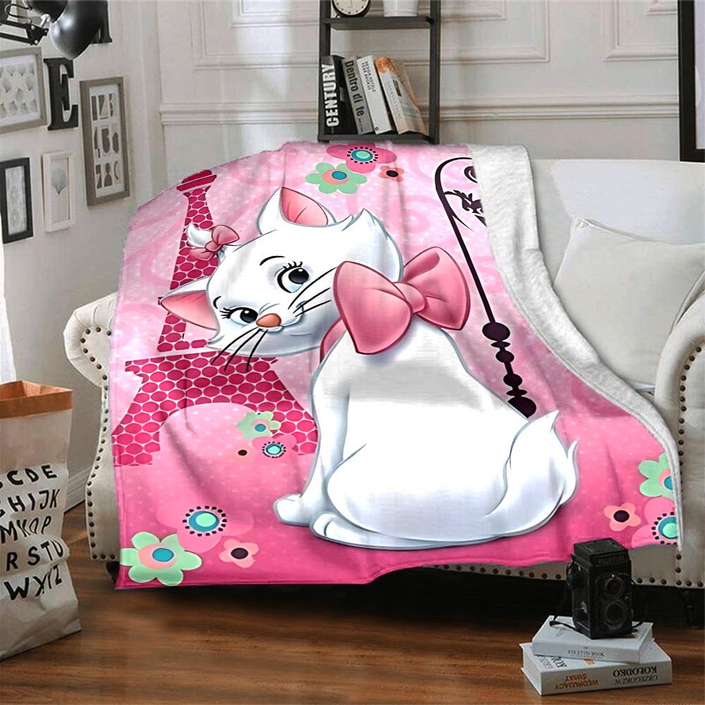 1pc cat, Paris blanket Lightweight Flannel Throw for Sofa Bed Travel Camping Livingroom Office Couch Chair