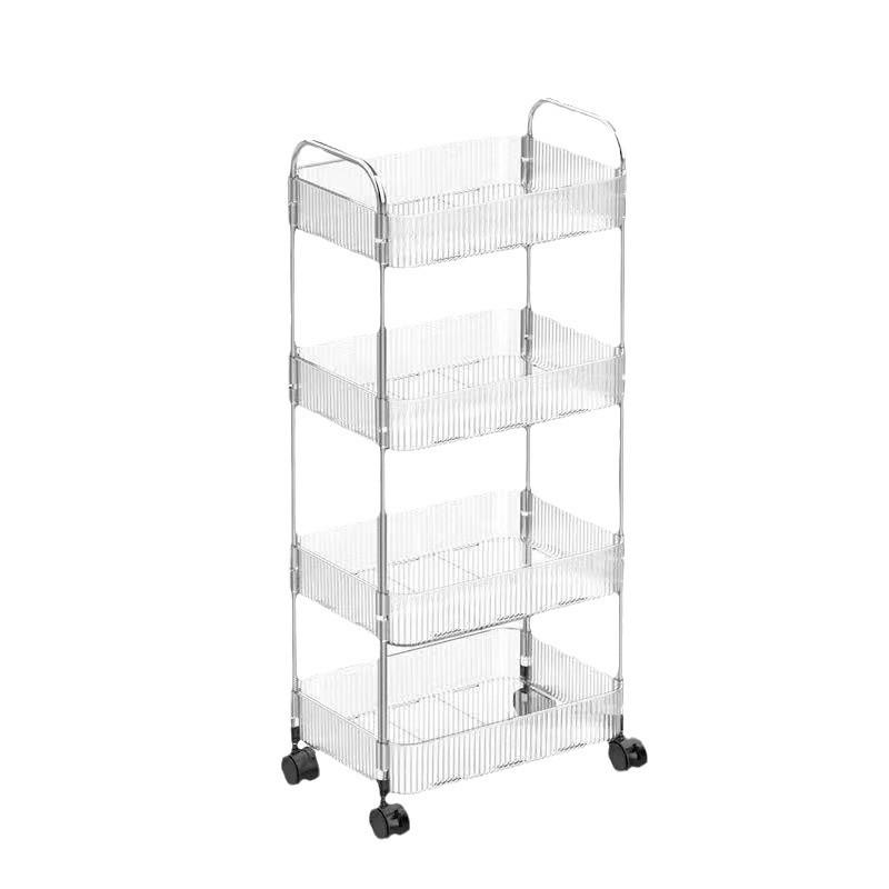 

Multi-Layer Compact Storage Rack for Bedroom, Kitchen, or Nursery - Durable Plastic Shelves 2 layers + 4 casters