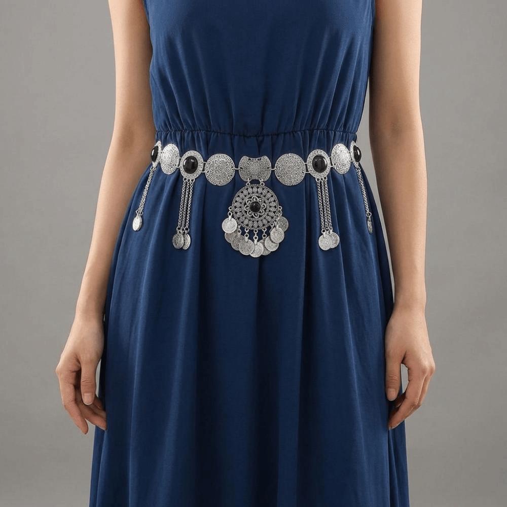 Metal Ethnic Style Belt Adjustable Body Chain Versatile Tassel Belly Chain  Women