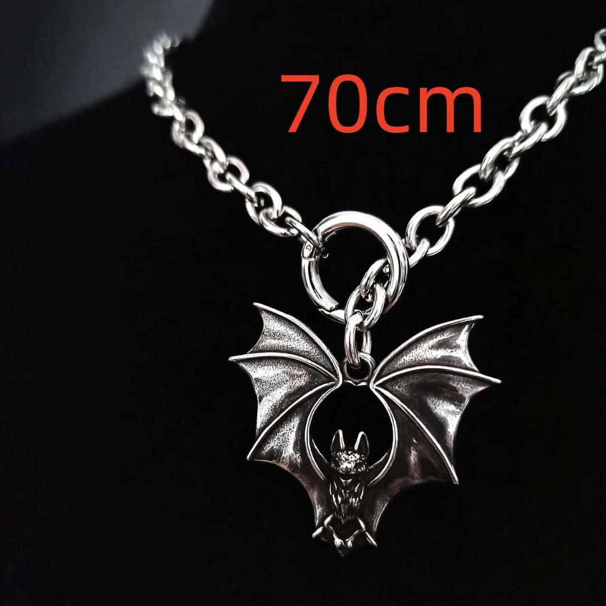Gothic Style Personality Exaggeration Rivet Cone Bat Long Pendant Necklace for Women Punk Trendy Hip Hop Rock Collar Zircon