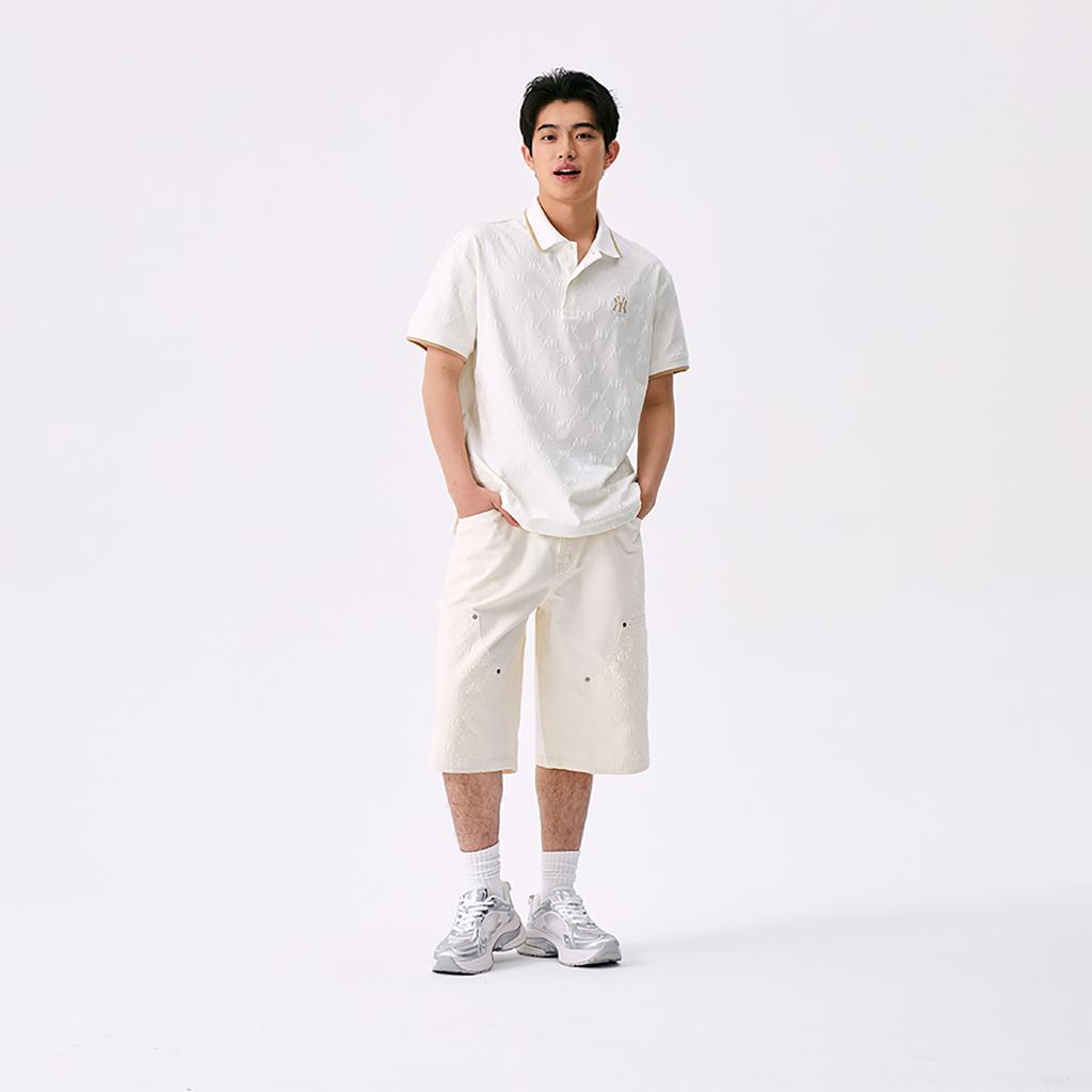 New MLB MONOGRAM Collection New York Yankees SS25 Denim Shorts Men's White 3LDPM0253-50CRD