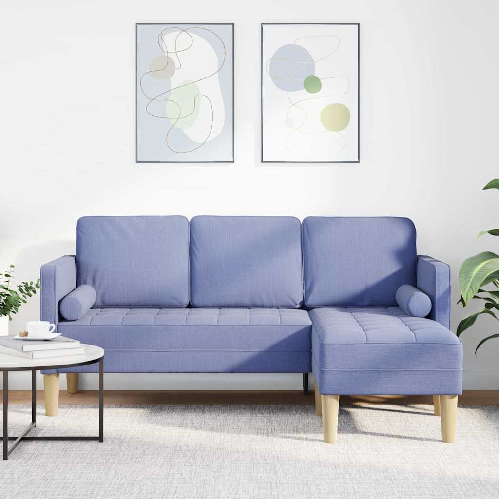 Sofa Set with Cushions Jeans Blue Polyester
