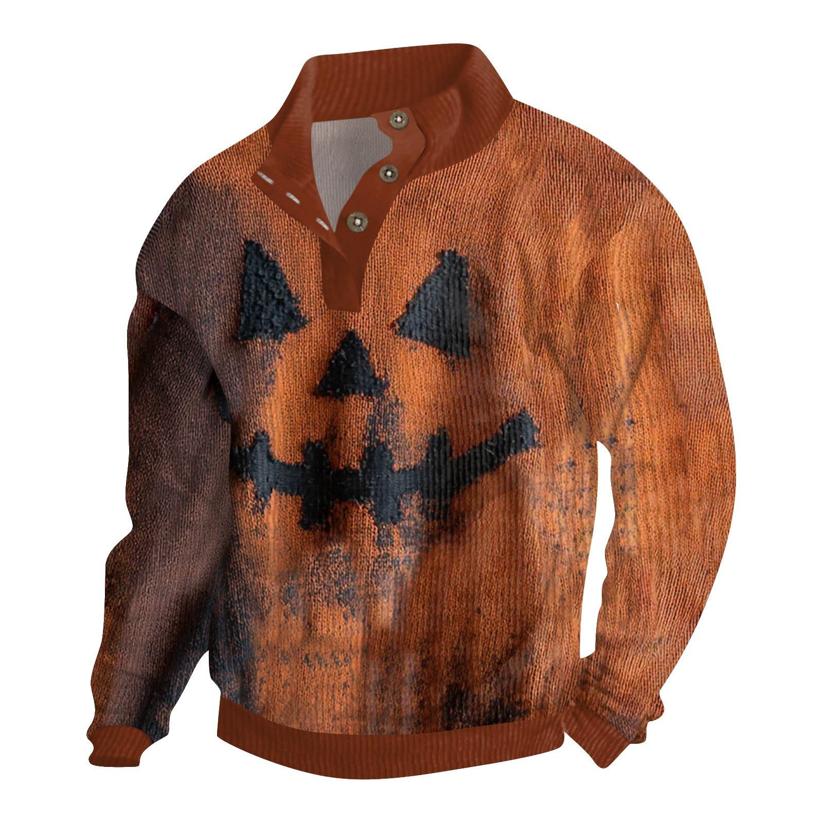 

Мужская вельветовая рубашка на пуговицах с принтом на Хэллоуин S