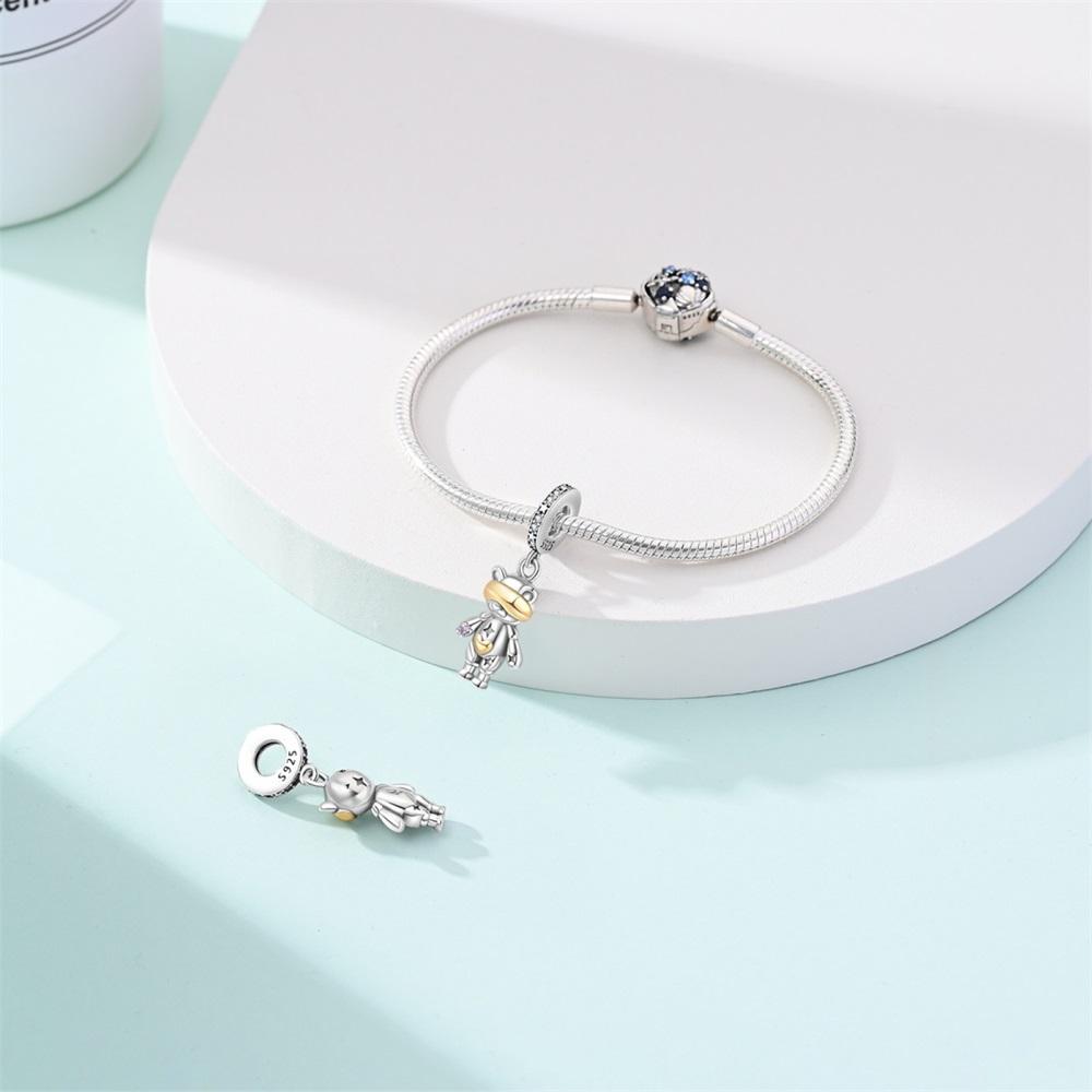Special Copper Space Travel Love Star Machine Bear Charm Fit Bracelet Women'S Travel Jewelry Accessories