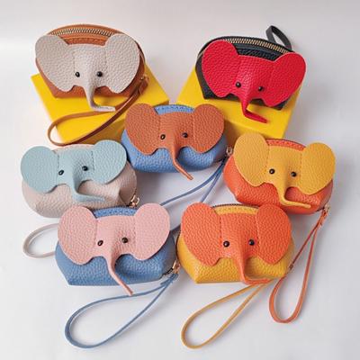 Cute Style PU Leather Elephant Bag Multifunctional Creative Design Coin Purse Key Ring Mini Size Card Bag Daily Storage