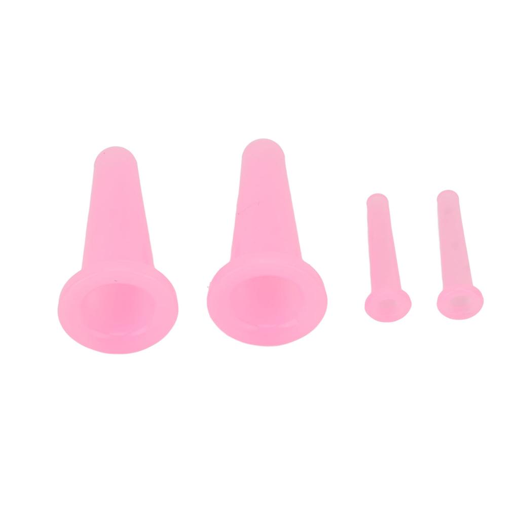 4pcs Vacuum Massage Cup Silicone Facial Suction Massage Cup For Home Use Cellulite Treatment Pink