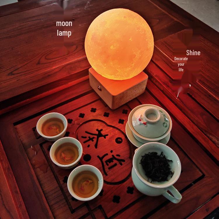 Moon Lamp USB Charging LED Night Light, 7-Color Touch, Creative Bedside Planet Lamp, Perfect Birthday Gift.