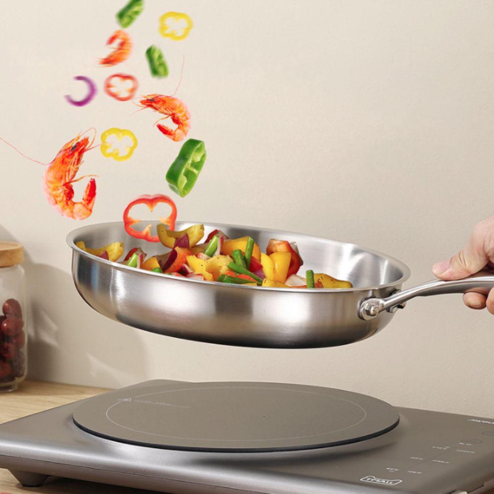 

Nonstick Frying Wok Flat Bottom Saucepan Kitchen Cookware Fried Steak Pot Induction Cooker 22cm