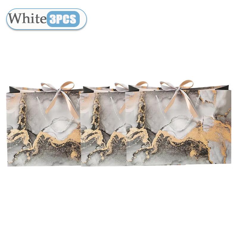 Large Marble Tote Bag with Green Gold Ribbon Bow Durable Storage Shopping Bag for Wedding Birthday Party Bridesmaid Gift Use