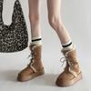 Qi Yan retro fur integrated warm snow boots women, winter thick-soled velvet thickened non-slip cotton shoes
