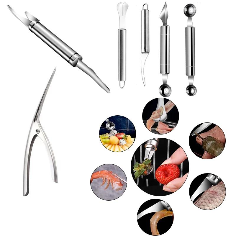 Shrimp Peeling Tool Multifunctional Fast Shrimp Peeler Stainless Steel Fish Knife Shrimp  Kitchen Shrimps Cutting Tools