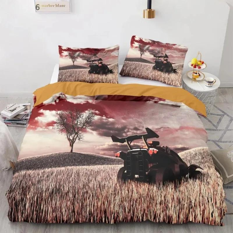 

3D Car Duvet Cover Pillowcase With Zipper, Home Bedroom Decoration Luxury Bedding Set 2/3pcs Boy Birthday Gift 135x200cm