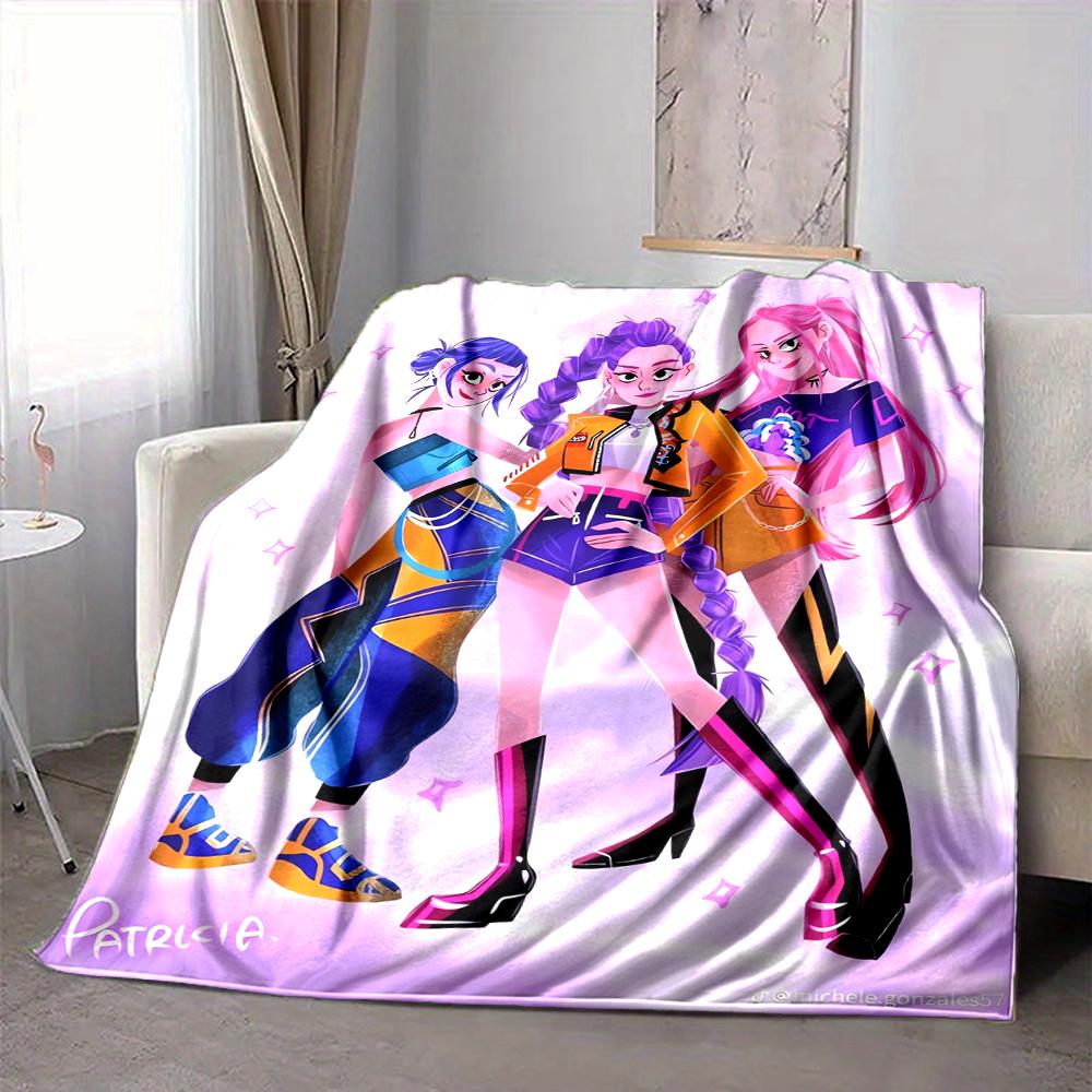 1Pc Futuristic Fashion Trio Flannel Blanket, Soft And Comfortable, Casual Warm, Camping Travel, Christmas, Halloween Xmas Gift L1261