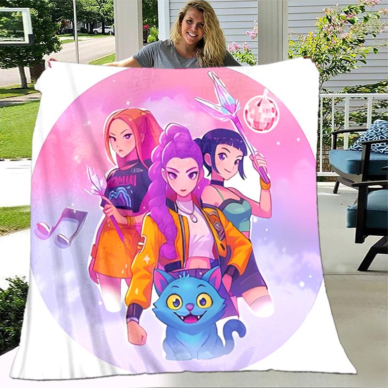 1pc Blanket Kpop Hunter7 Print Design, Lightweight Blanket for Sofa, Bed- Soft &Warm, Gift for All Seasons like Christmas, Halloween