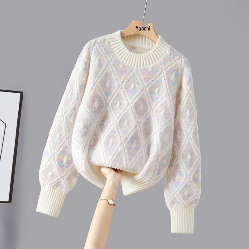 Dam Höst 2025 Lös Rundhals Långärmad Färgblockströja