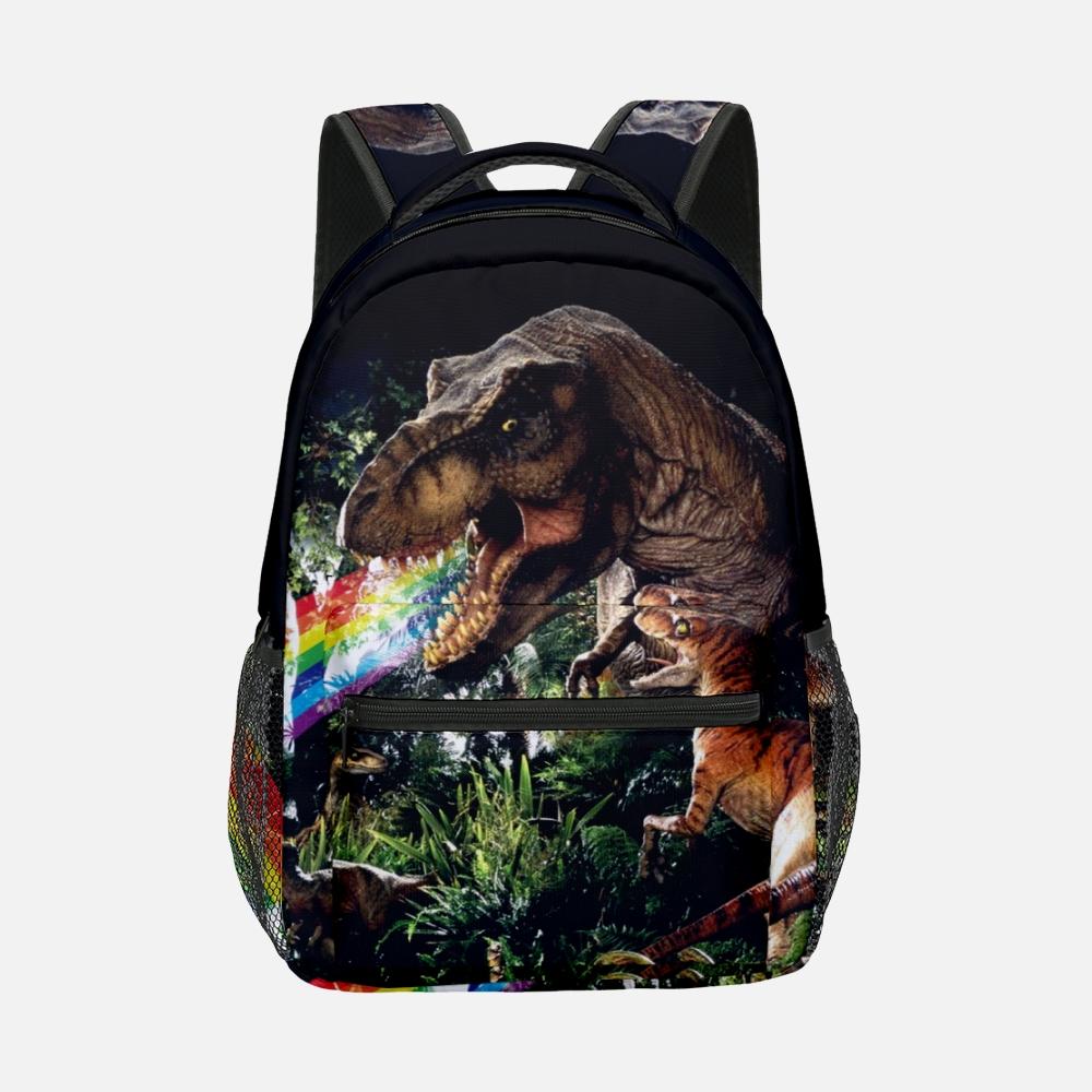 Popular Novelty Cool Dinosaur Student Bookbag Notebook Backpacks 3D Print Oxford Waterproof Boys/Girls Travel Backpacks