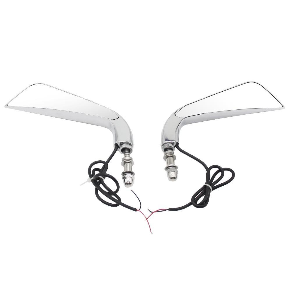 Motorrad Aluminium LED Blinker Chrom 5/16 Zoll Gewinde Rückspiegel