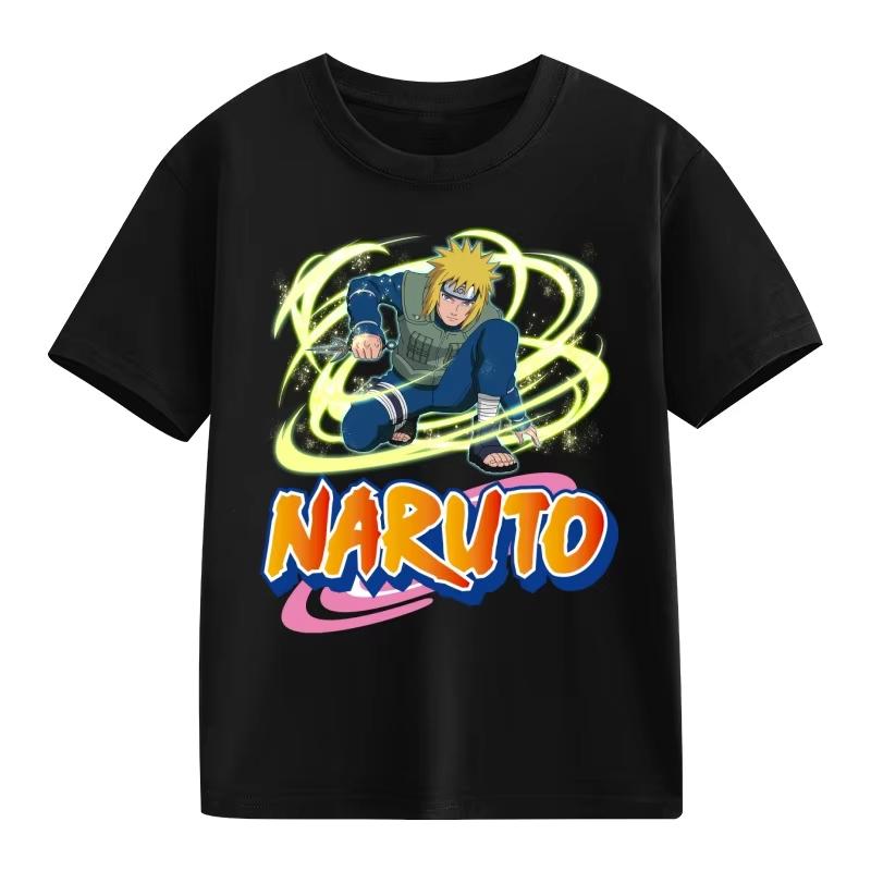 2026 Naruto Kids TShirt Uzumaki Uchiha Sasuke Hatake Kakashi Anime Character Print Cotton Short Sleeve Boys Girls Round Tops