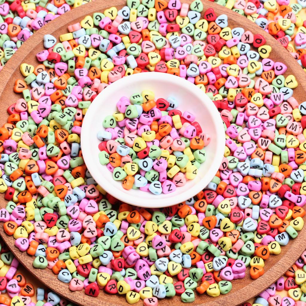 500g about 3100pcs Letter Fashion Jewellery Making Loose Beads Acrylic 4*7mm Heart DIY Accessories Earring Necklace Bracelet Keychain Pendant