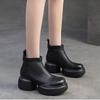 Johnature Plush Warm Thick Soled Short Boots Genuine Leather Round Toe Versatile Comfortable Women's Shoes