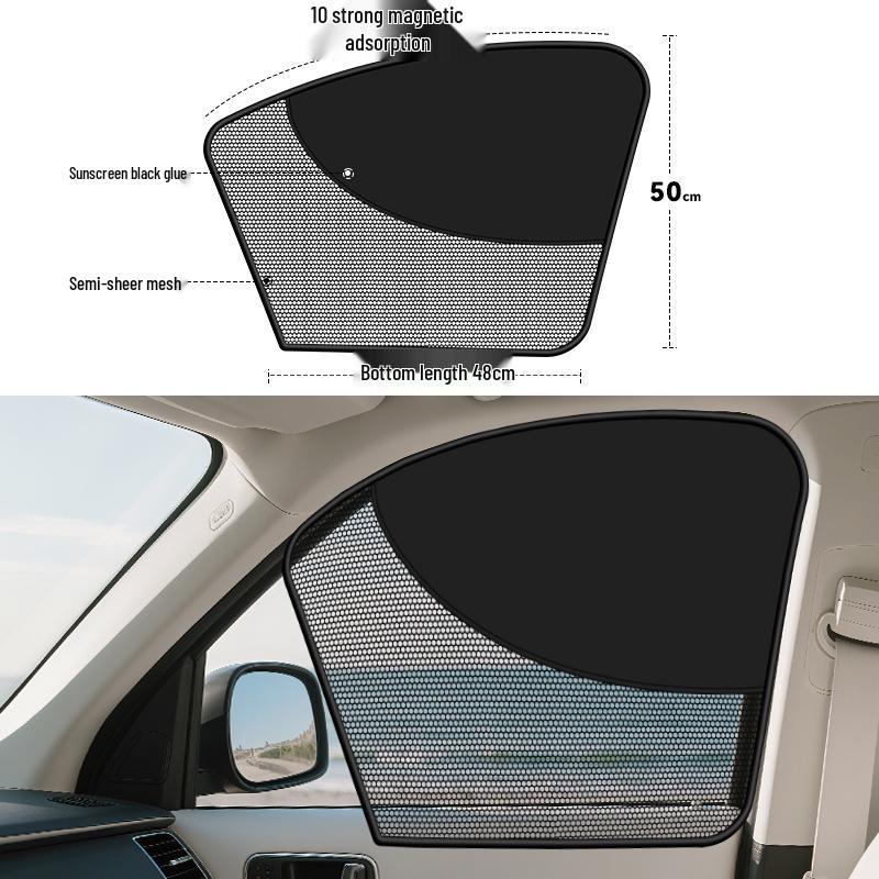 Full Blackout Titanium Silver Car Sunshade Magnetic Curtains for UV Protection