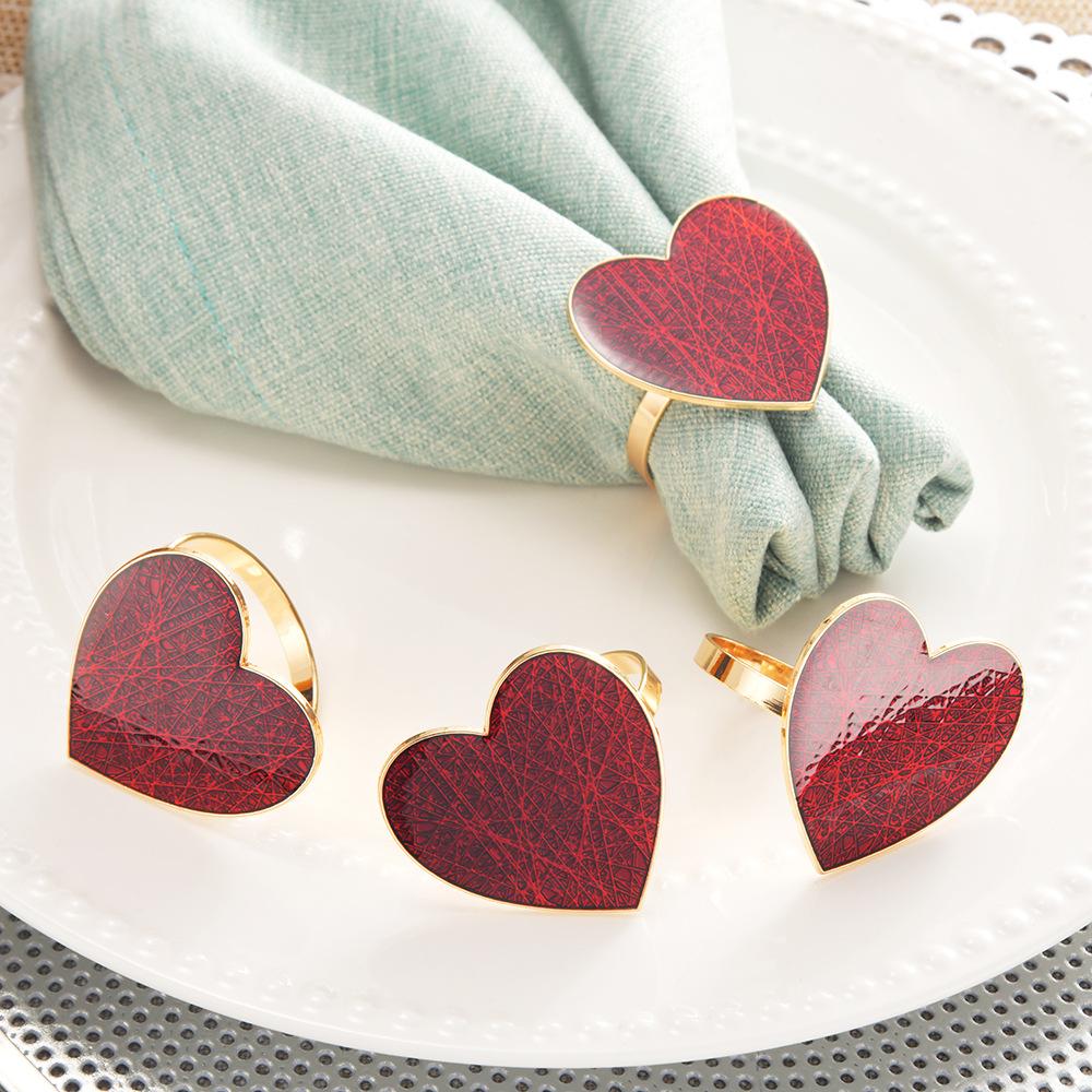 4PCS Valentine's Day Red Rose Napkin Ring, Easter Radish Napkin Buckle Handmade Party Festival Wedding Decorative