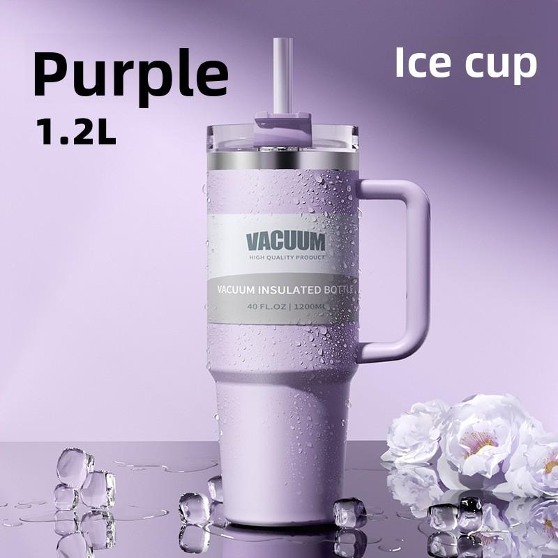 40oz Stainless Steel Car Mug With Handle And Straw For Travel And Office Use