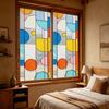 Fenster Sichtschutzfolie Statischer Glasaufkleber Klebstofffrei Blickdichte Sichtschutzfolie Retro Farbige Fensterdekoration Pflegeleicht für Badezimmer und Schlafzimmer