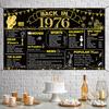 BEPAN 50th Birthday Black Gold Party Decoration, Back In 1976 Banner 50 Year Old Birthday Party Poster Supplies Vintage 1976 Backdrop