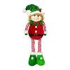 Gestreifte Weihnachtselfenpuppe mit Weihnachtsmannmütze und Stiefeln - Lustiges Figurenspielzeug und Heimdekoration.