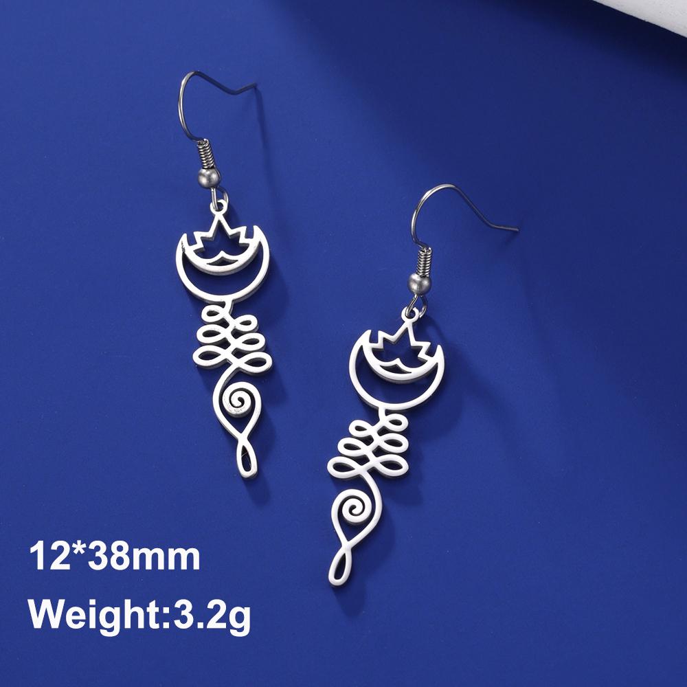 Dawapara Lotus Unalome Earrings Spiritual Shiva Yoga Symbol OM Aum Butterfly Pendant Stainless Steel Jewelry