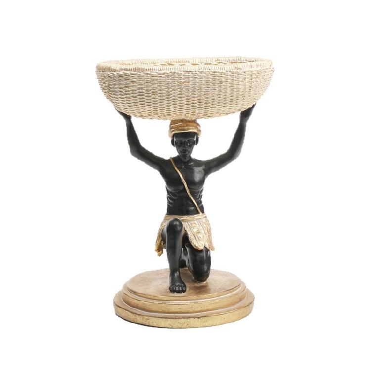 

African Kneeling Man Statues Resin Tribal Men Figurines for Candy Dish,Key Holder Decorative Sculptures Home Decors 1