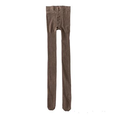 Damen gerippte Strick-Leggings mit Streifen - Weiße Neun-Punkt-Baumwollstrumpfhose für Frühling & Herbst.