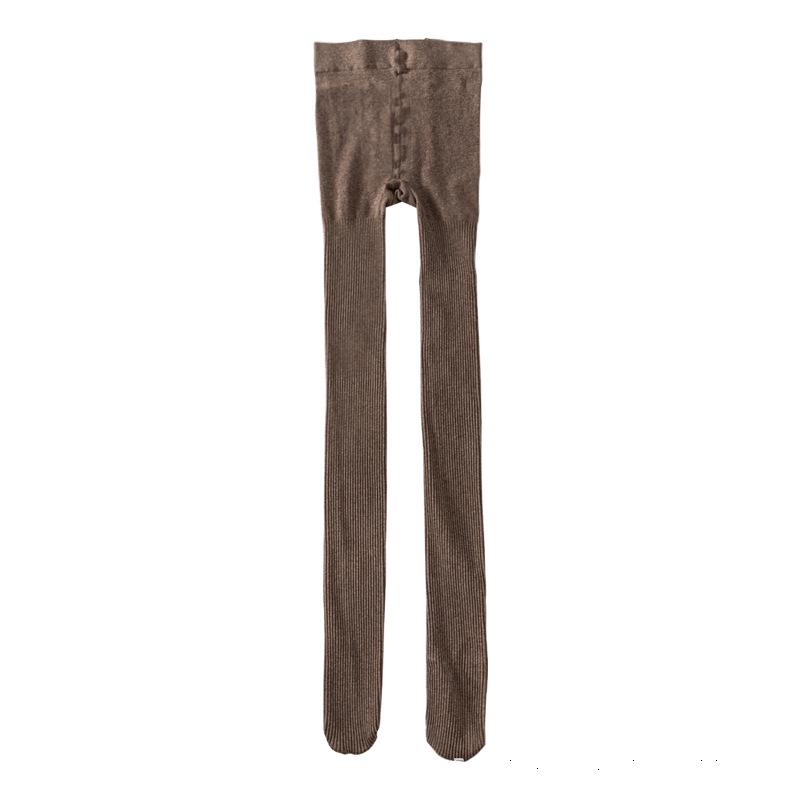 Women's Ribbed Knit Stripe Leggings - White Nine-Point Cotton Pantyhose for Spring & Autumn.