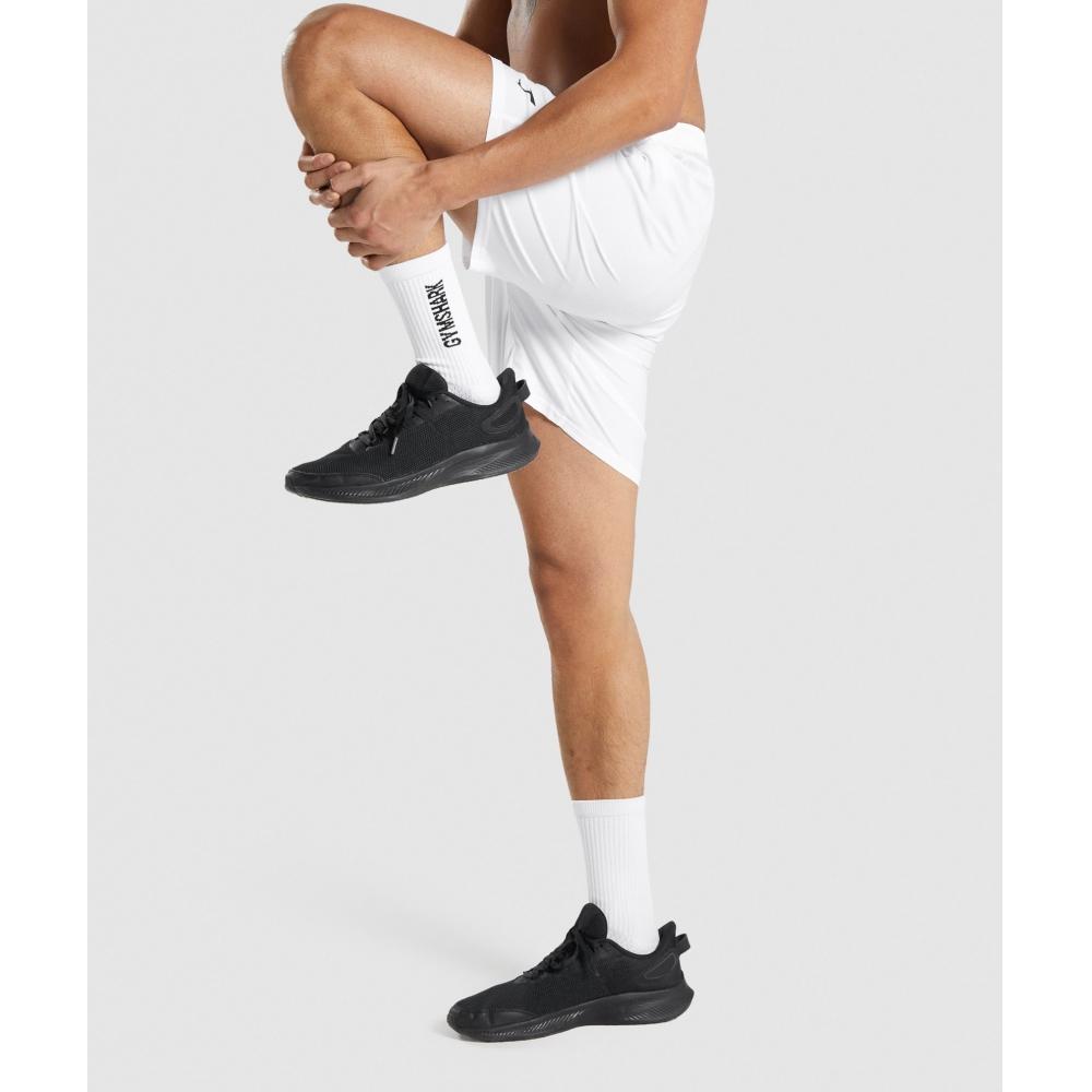 Gymshark Kraťasy Arrival 7 Bílé A2a1l Wbbm