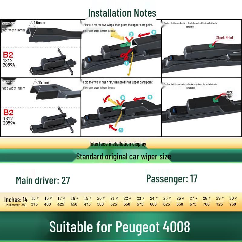 

Peugeot 4008/E4008 Universal Silent Boneless Rubber Wiper Blade