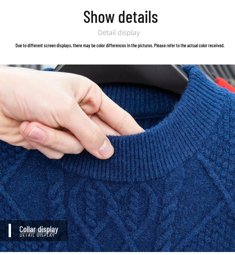 Men's Winter Jacquard Knit Sweater - Thick, Warm, Half-High Collar, Fashionable for All Ages