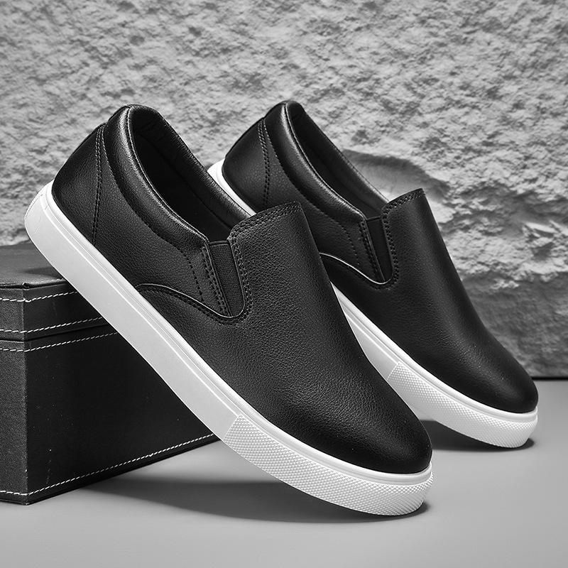 Men's Plus Size Summer Breathable White Leather Casual Sports Shoes