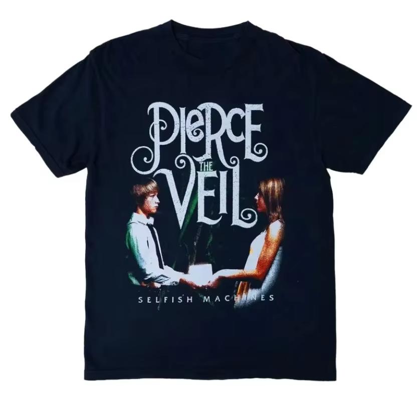 

Pierce The Veil Selfish Machines Черная футболка с коротким рукавом из хлопка Унисекс Летняя Мужская Женская Топ Футболка Уличная одежда Повседневный Тренд Y2k 4XL