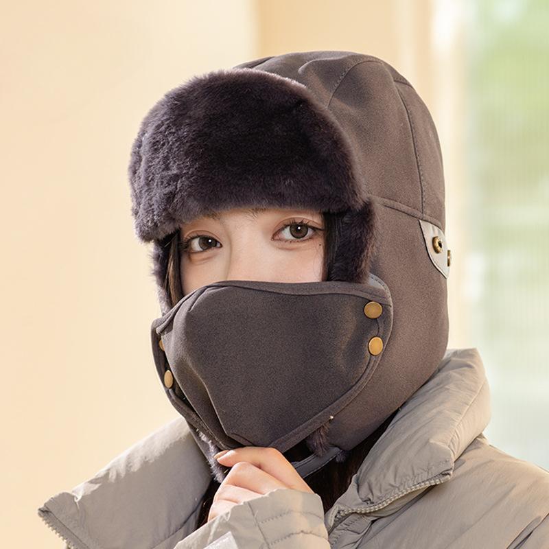 Unisex Winter Balaclava Hat with Ear Warmers, Polyester Fiber Knit Fabric, Hand Washable, Windproof and Breathable with Adjustable Valve - Black