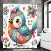 Cute Bird and Flower Collage Art Shower Curtain, Bathroom Decorative Shower Curtain, Waterproof Shower Curtain with Hooks
