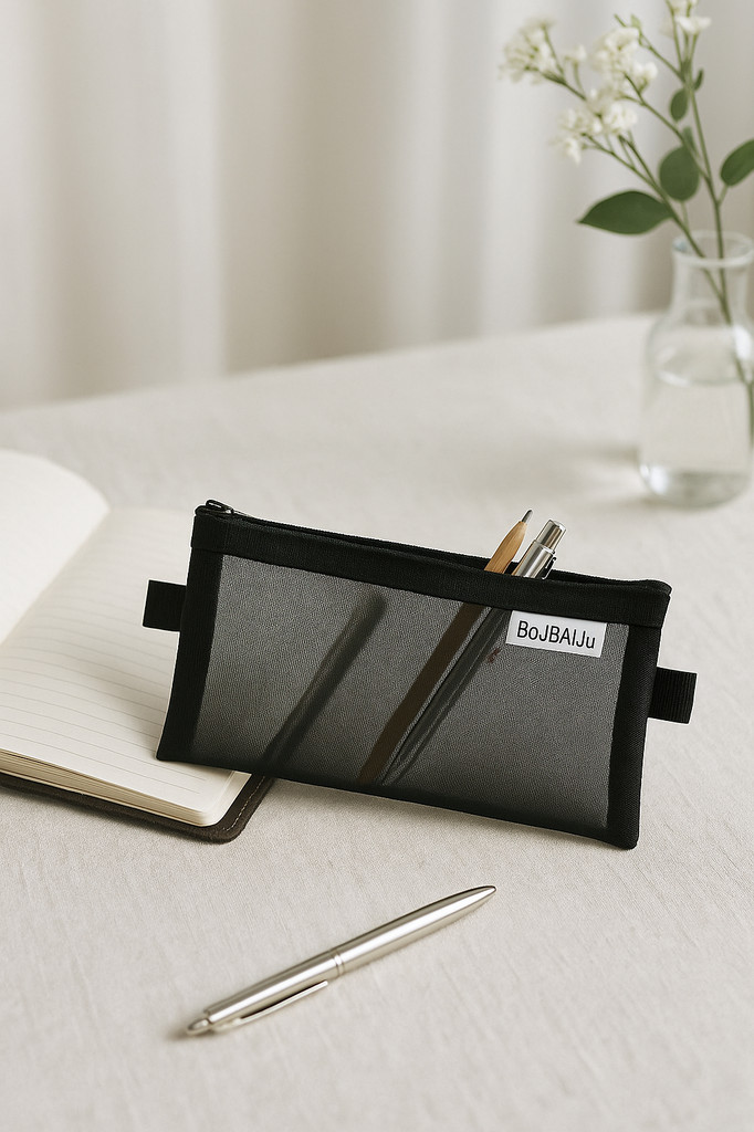 1ks Průhledné síťové pouzdro s jednoduchým designem Kancelářské studentské penálky Školní potřeby Pen Box